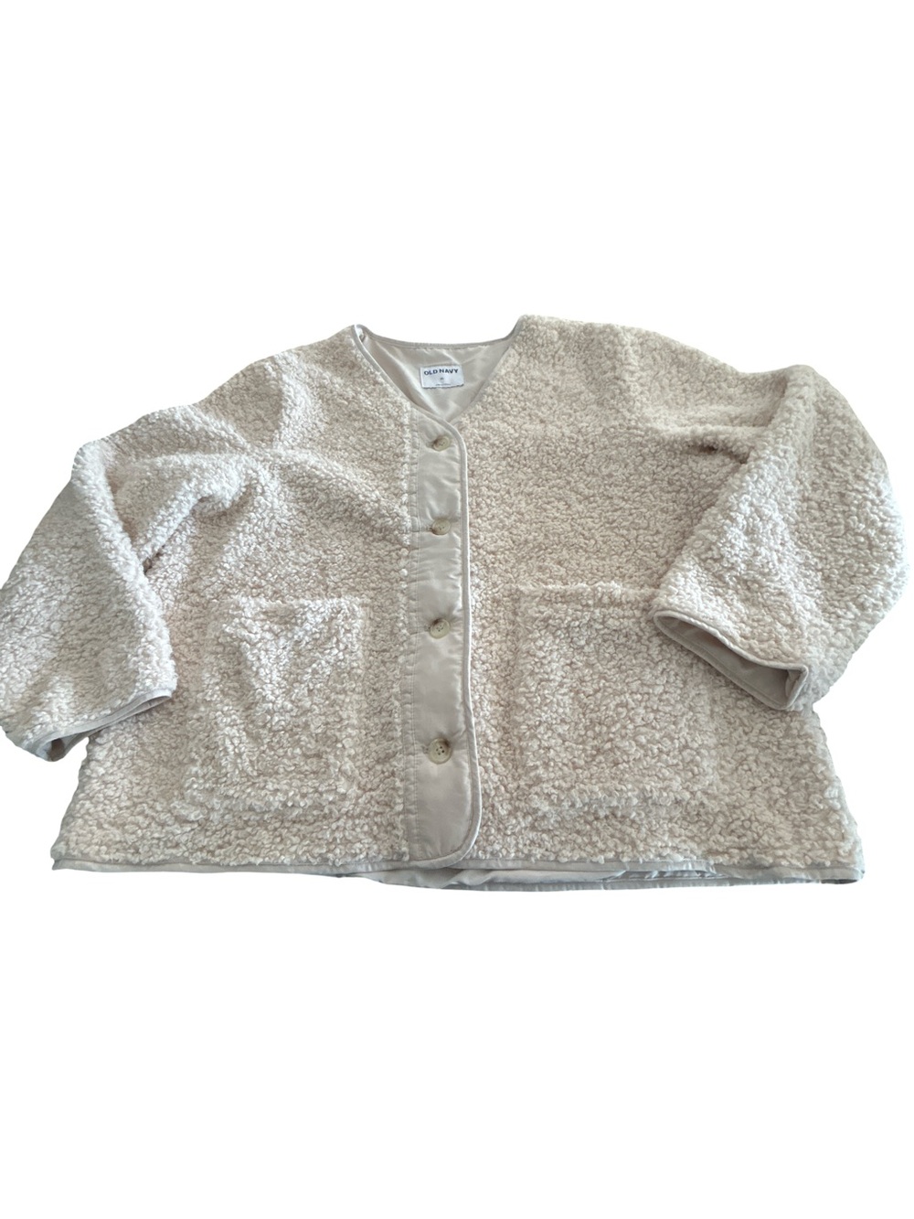 Old Navy Cream Cozycore Sherpa Fleece V-Neck Cardigan Jacket XL Granola Girl